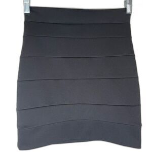 Agaci Mini Skirt Womens S Black Excellent Tiered Bandage Bodycon High Waist LN